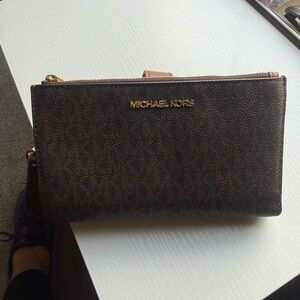 Michael Kors Tan Phone Wallet with Gold Accents
